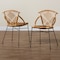 Baxton Studio Pro Modern Bohemian Natural Brown Rattan and Black Metal Dining Chair, PK2 209-2PC-12793 - alternate 6